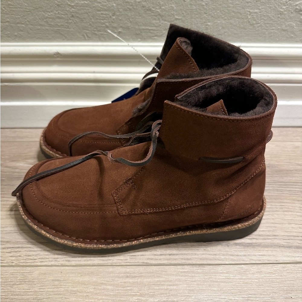 NWOB Birkenstock Bakki Mocha Suede Leather Boot with Sherling Women’s size 8/39